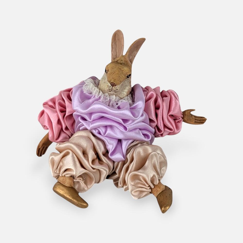 Vintage Whimsical Rabbit Satin Jester Ornament